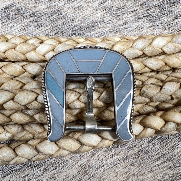 Sterling Silver Inlaid Stone Ranger Belt Buckle